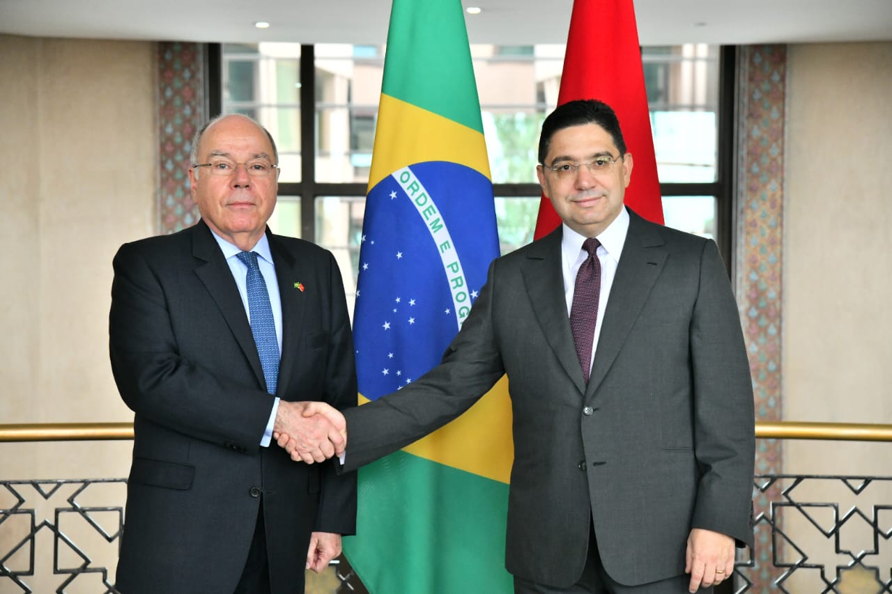 Le ministre des Affaires étrangères, Nasser Bourita, avec son homologue brésilien, Mauro Vieira.