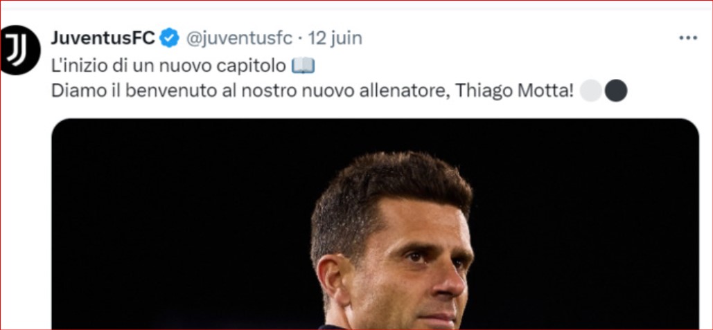 Foot italien: Thiago Motta nouvel entraîneur de la Juventus.