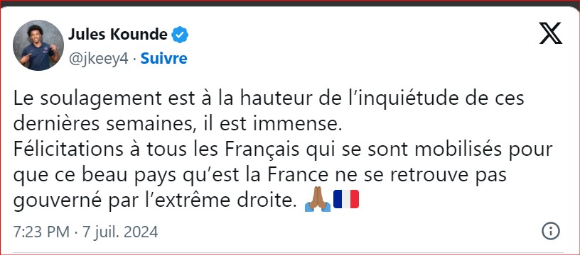 Equipe de France / Résultats des législatives: Satisfaction !