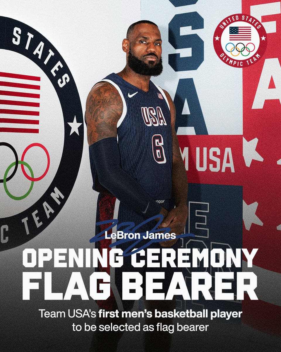 JO Paris 24: LeBron porte drapeau masculin des Etats Unis d’Amérique