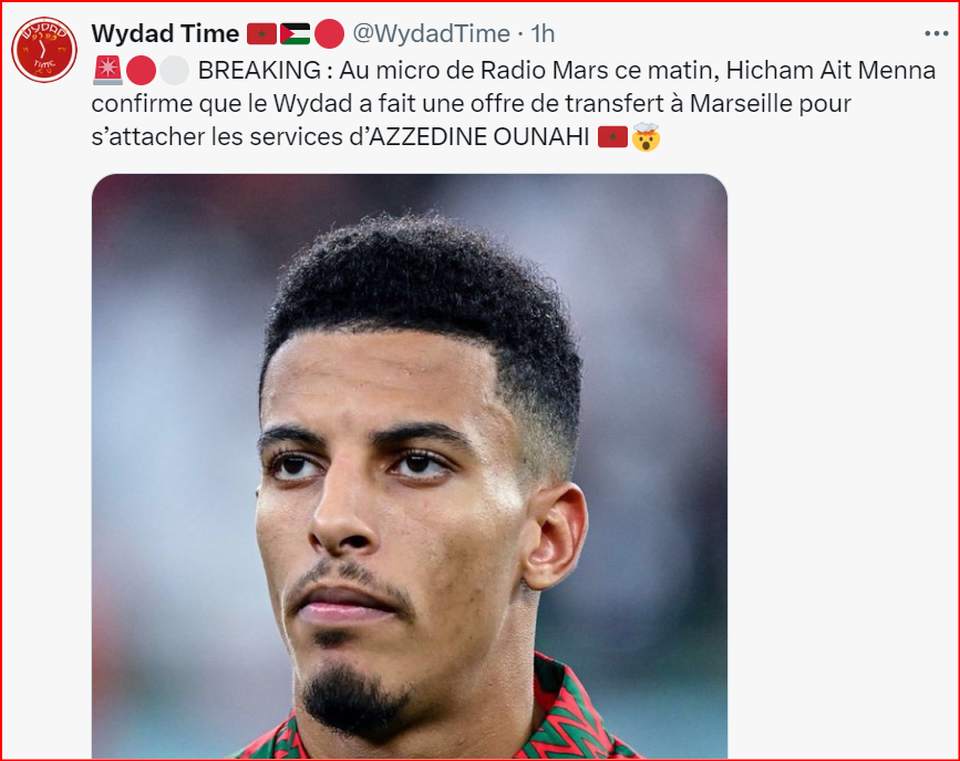 Transfert: Le Wydad veut enrôler Ounahi !