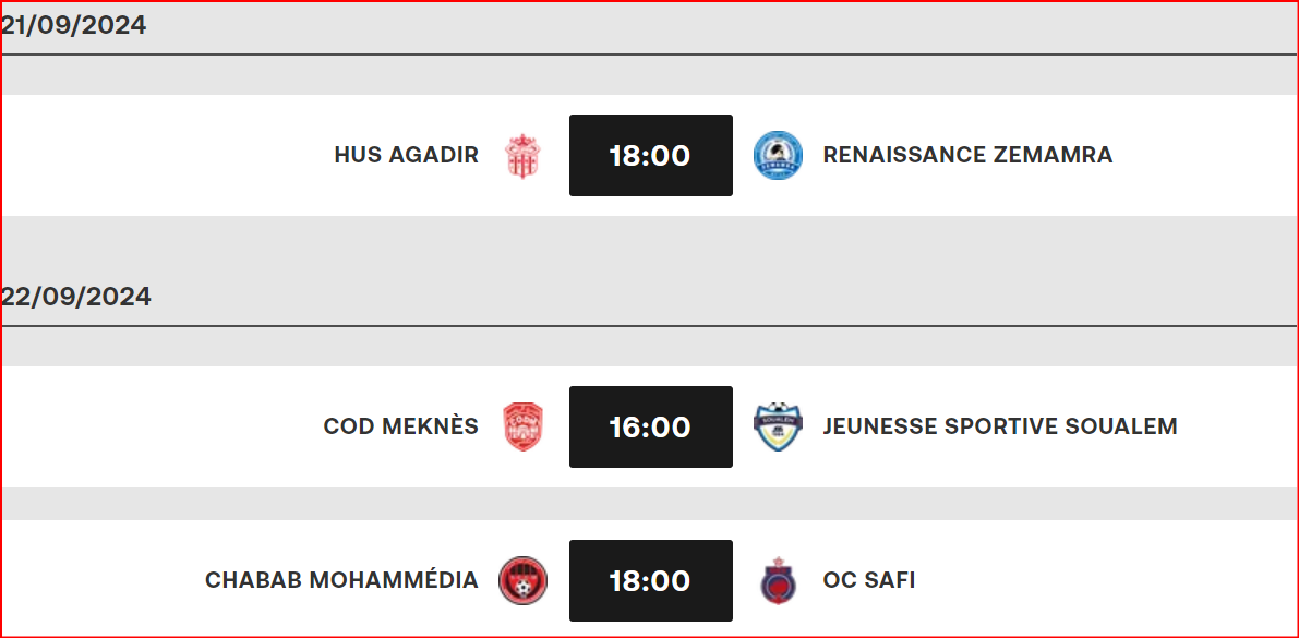 Botola D1: Programme de la J3