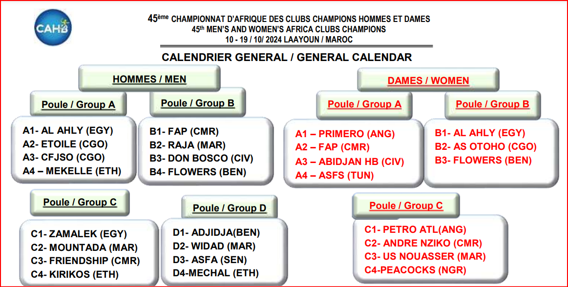 Handball /45e Championnat d’Afrique des Clubs Champions  : Laâyoune ville hôte de la compétition du 10 au 19 octobre en cours !