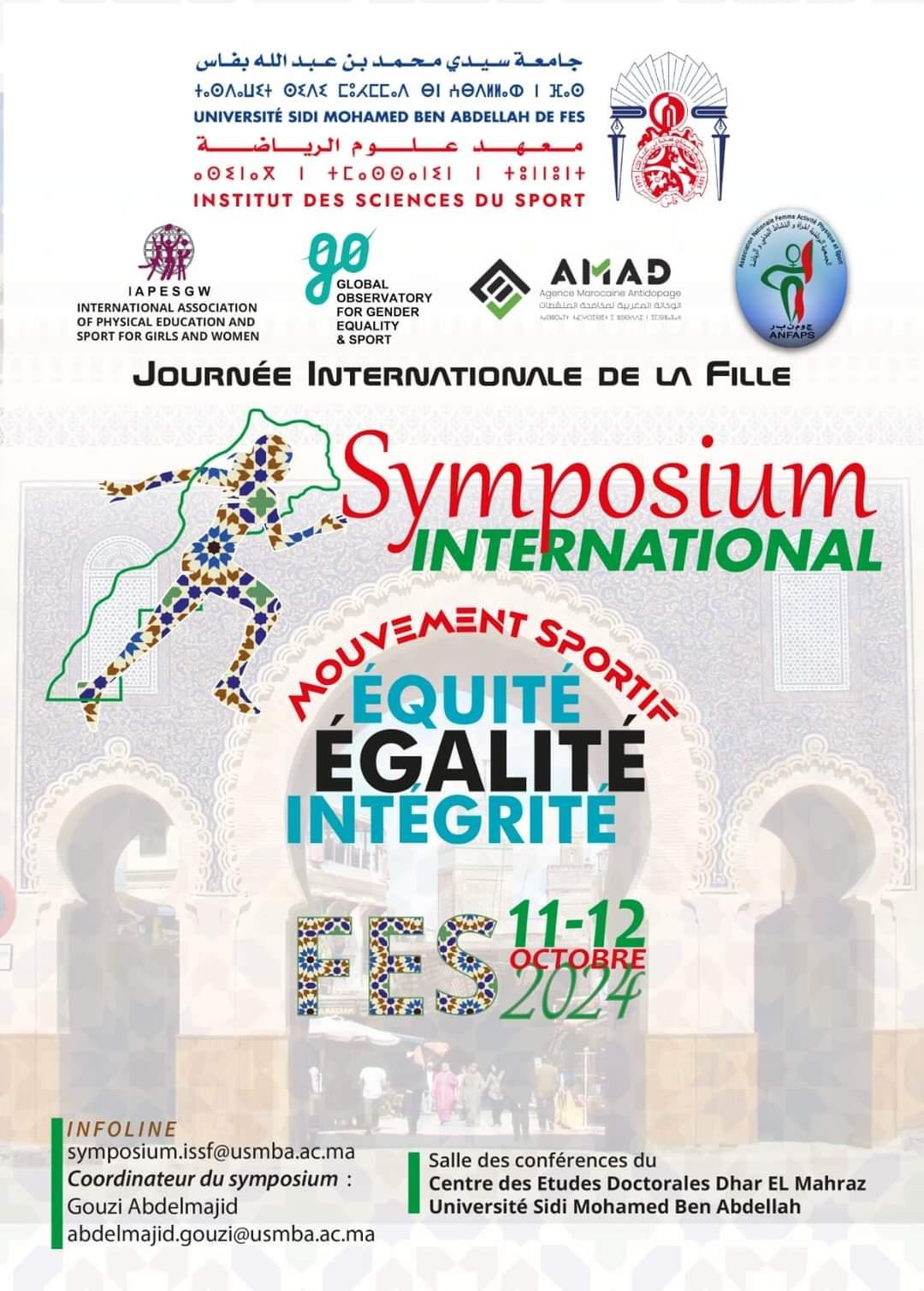 Symposium international:   "Mouvement sportif: Equité, Egalité, Intégrité" les 11 et 12 octobre à Fès