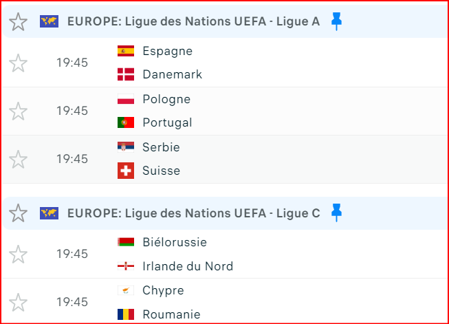 Ligue des Nations. UEFA: Espagne-Danemark, l’affiche du jour !