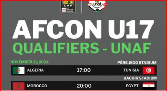 Qualifs . CAN .UNAF U17 / Ce soir, Maroc-Egypte: Horaire? Chaîne?