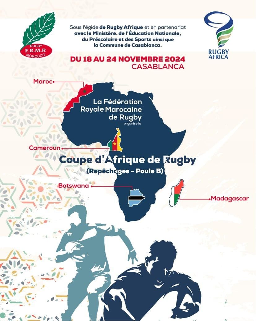 Rugby à XV : Casablanca accueillera du 18 au 24 novembre les éliminatoires de la Coupe d'Afrique (Groupe B)