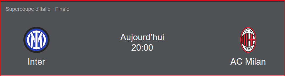 Finale. Supercoupe d’Italie /Inter vs AC Milan ce soir: Horaire? Diffusion?