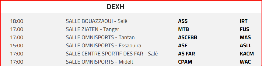 Basket. DEX (h) : Programme de la J12