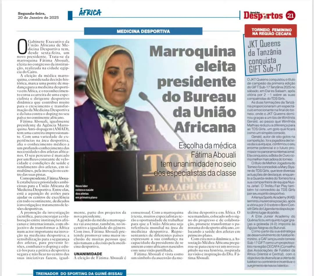 Médecine de sport et antidopage: Dr Abouali Fatima citée en exemple sur le Continent