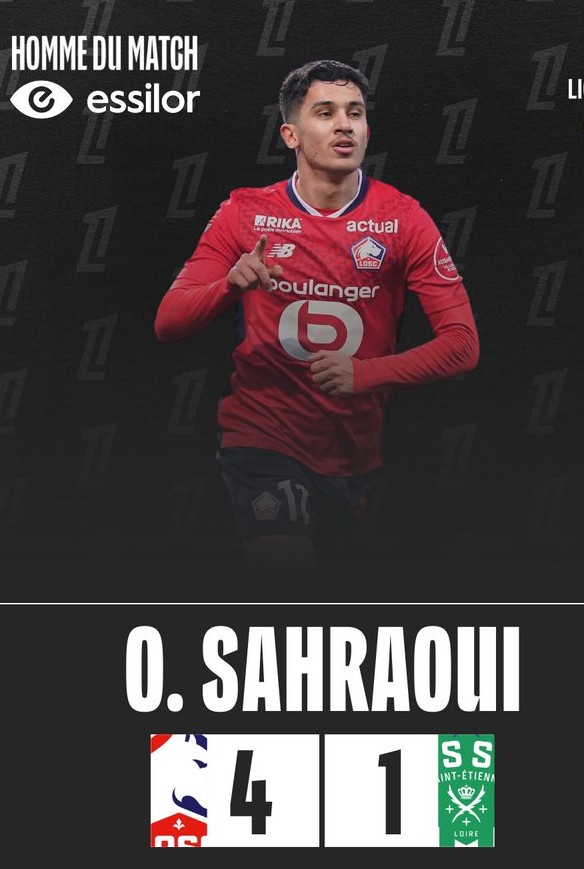 Lig1. J20 : Sahraoui MVP de ‘’Lille-Saint Etienne ‘’ !