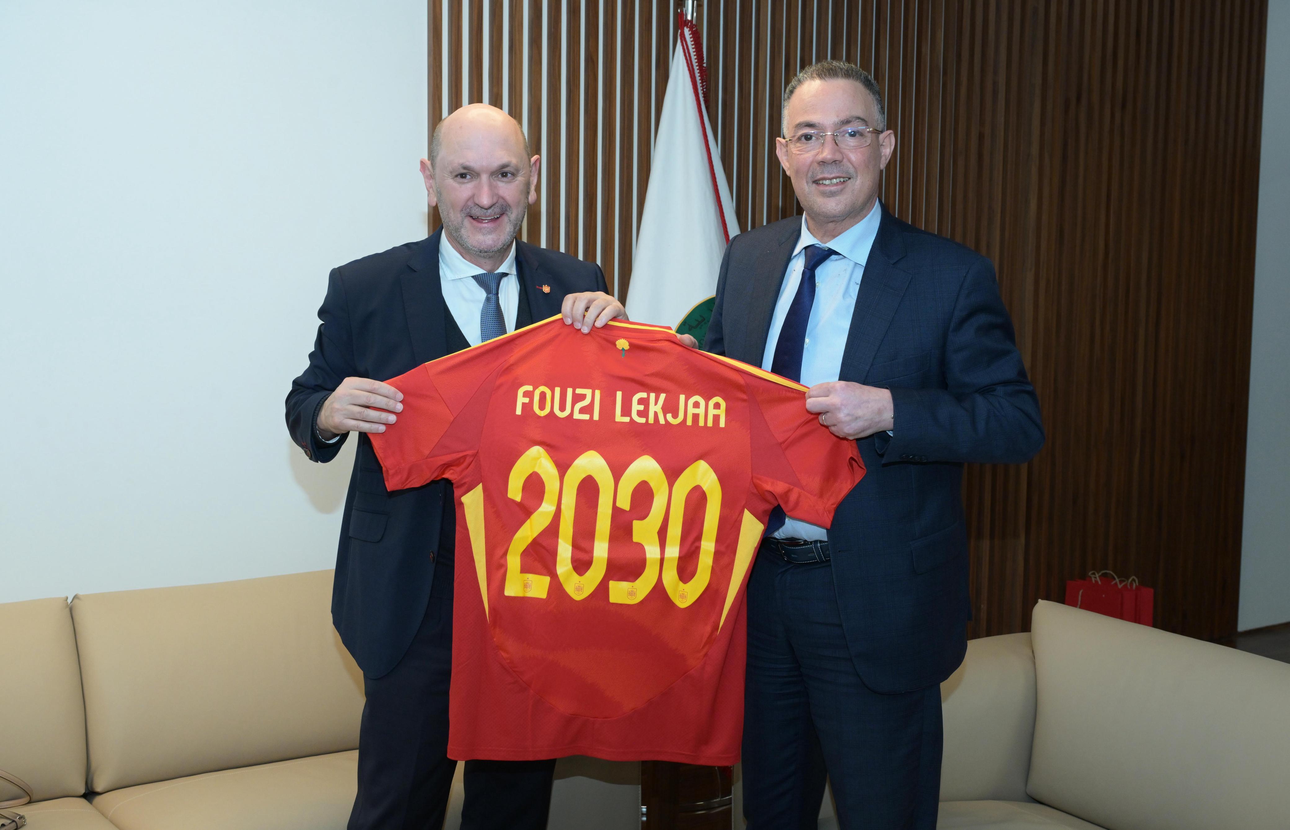 FRMF: M. Fouzi Lekjaâ reçoit le président de la Fédération Royale Espagnole de Football