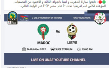 UNAF - Qualification à la CAN U20: Aujord'hui à 14h00, Maroc-Libye pour une qualification à la CAN 